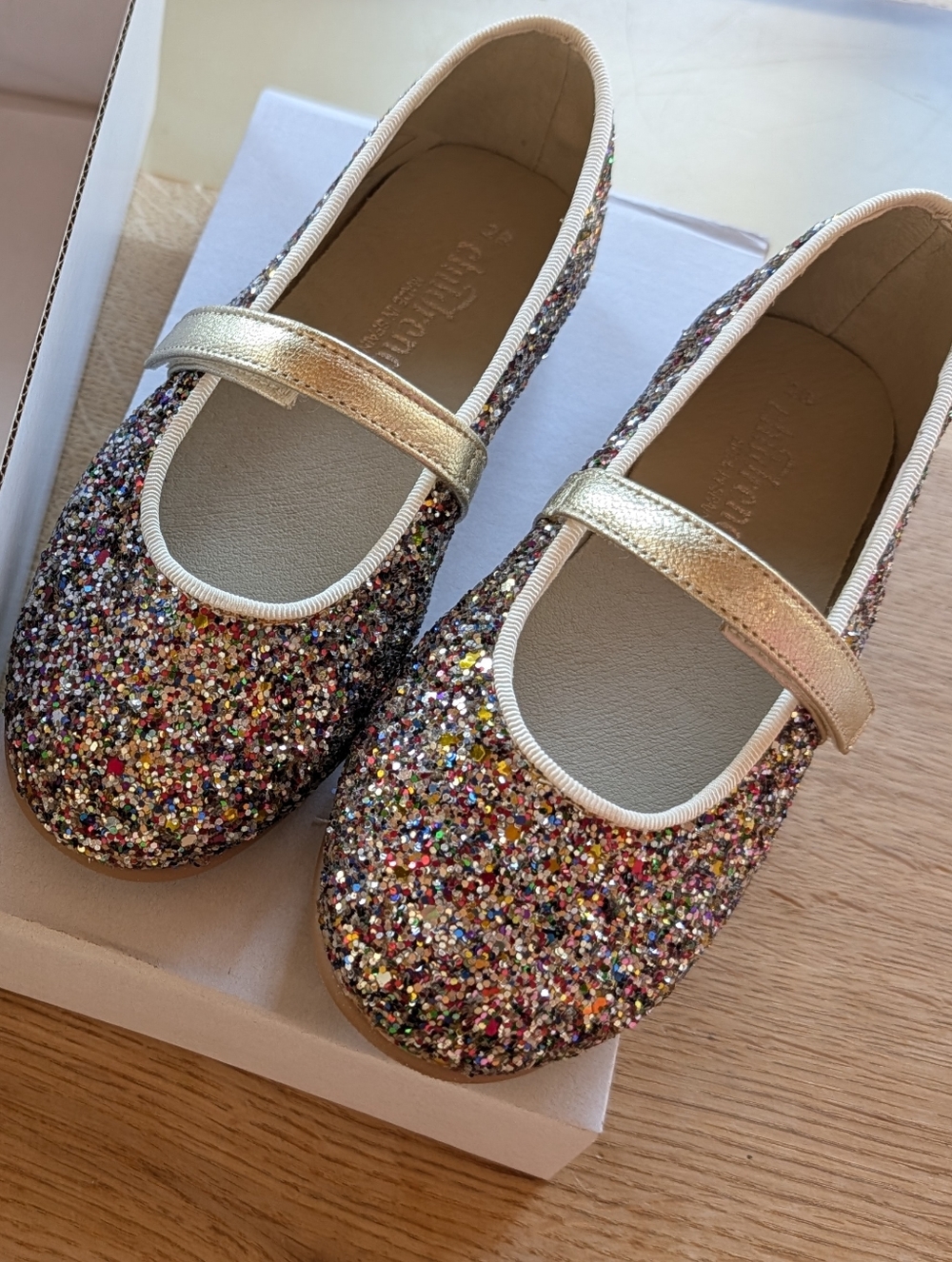 Childrenchic Sz 11/28 Glitter Multi-Color Mary Jane Kids Shoes NEW IN BOX